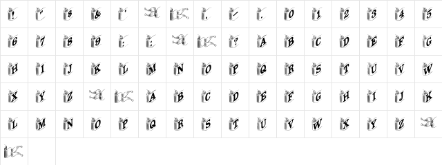 DavysRibbons Regular  glyph index