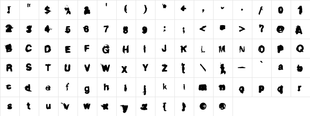 Dirty Liar Regular  glyph index