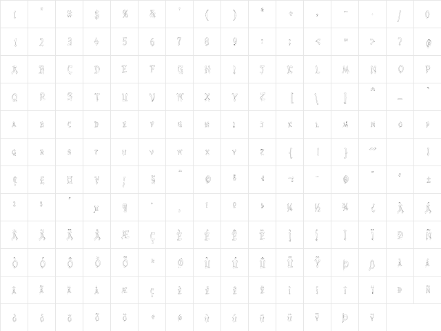 GengisKahnOutlineCondensed Regular  glyph index