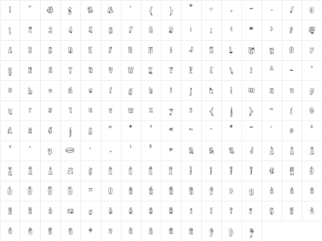 Quarrystone Outline Regular  glyph index