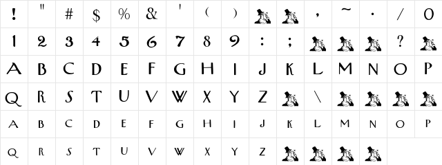 UpperWestSide Regular  glyph index