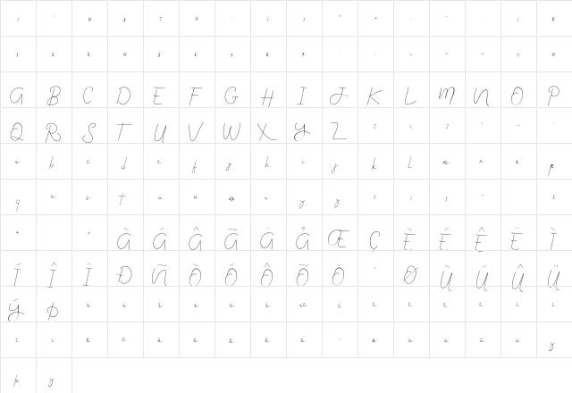Kanya Regular  glyph index