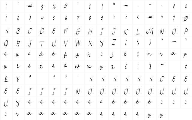 Barilla Regular  glyph index