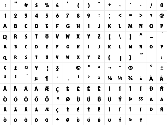 Elefont SC Regular  glyph index