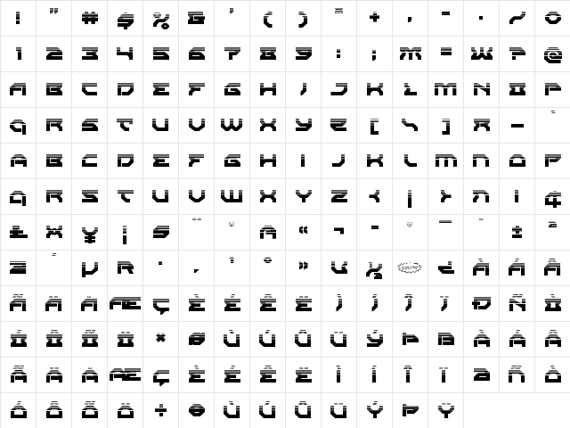 Xeno-Demon Half-Tone Regular  glyph index