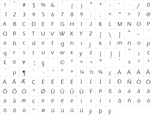 ErasEF Book  glyph index