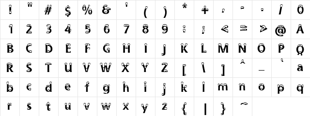 Black n White Regular  glyph index