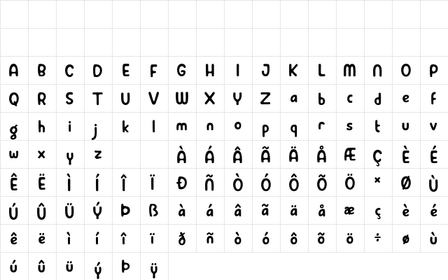 Belligan Regular  glyph index