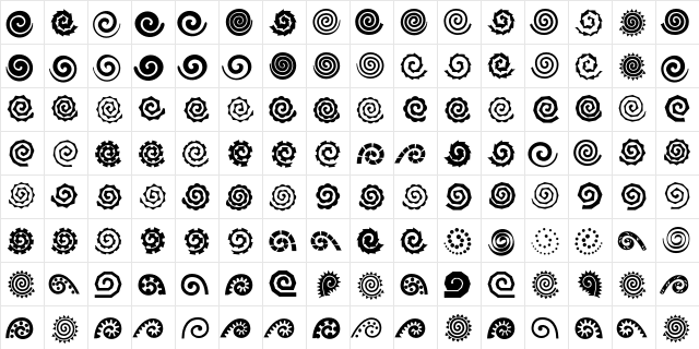 Altemus SpiralsBold  glyph index