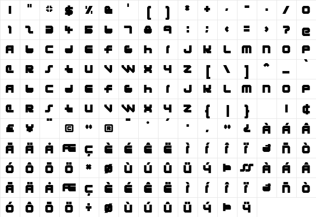 Lunasol Eclipse  glyph index