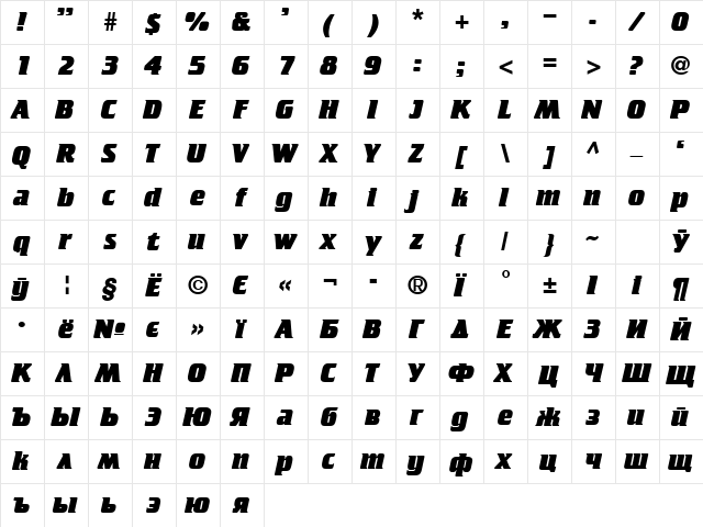 CricketHeavy Normal  glyph index