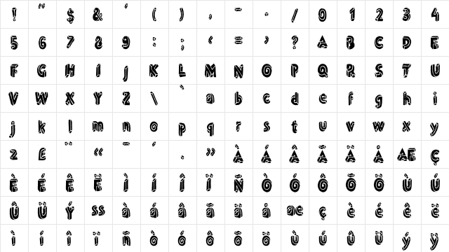 LTDummy Black Regular  glyph index