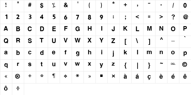 Hacen Sudan Bd Regular  glyph index