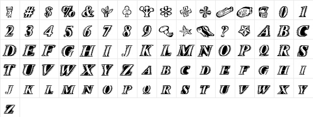 Zippo Regular  glyph index