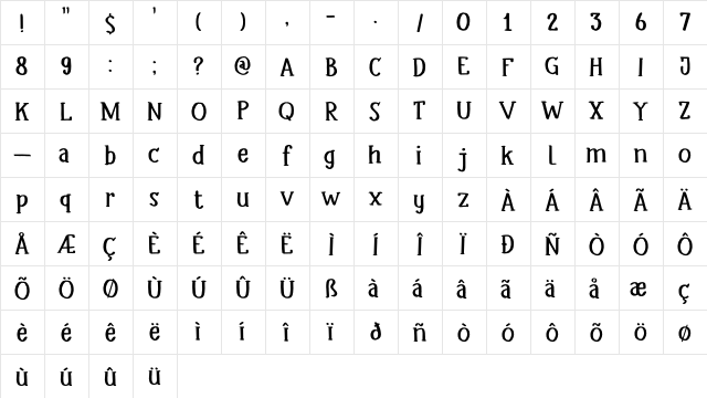 DK Headlock Regular  glyph index