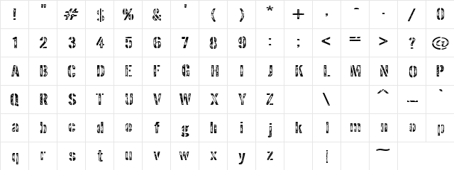 Neptune Plane Regular  glyph index