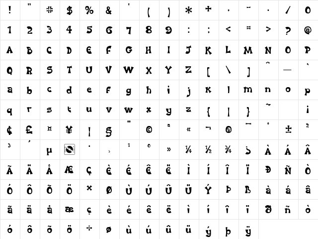 Karaoke Superstar BV Regular  glyph index