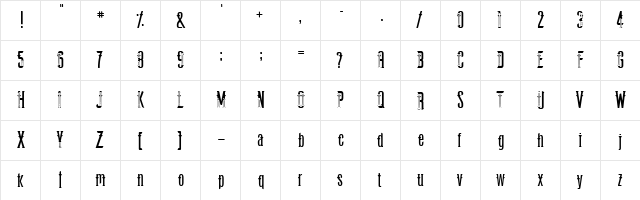 Vastenburg Typeface Regular  glyph index