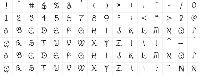 Alfa-Pinoy Regular  glyph index
