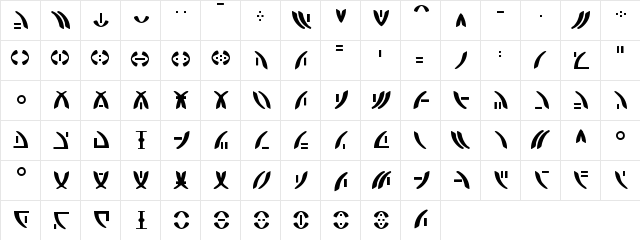 Zeta Reticuli Regular  glyph index