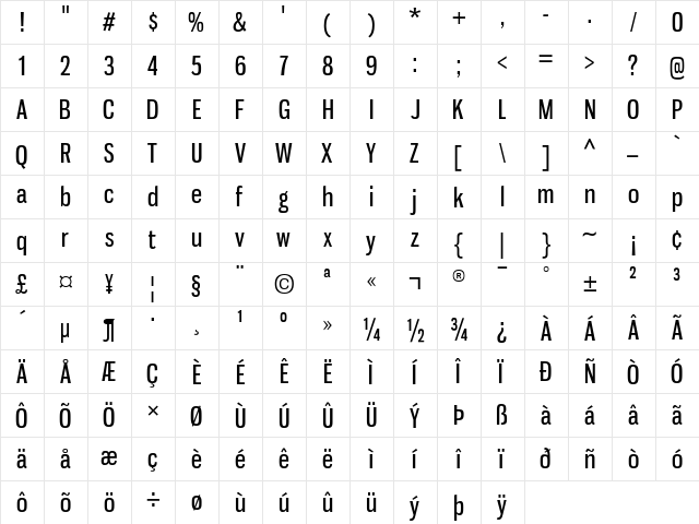 Gnuolane Regular  glyph index