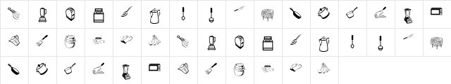 KR Kitchen Dings Regular  glyph index