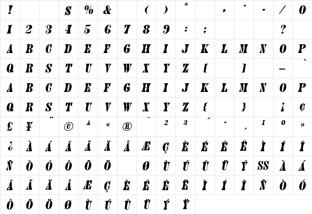 PageCaps Bold-Oblique  glyph index