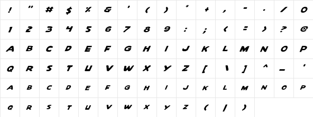 Quartermain Italic Italic  glyph index