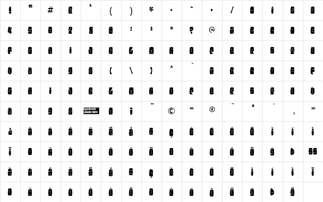 Electorate Boogaloo Regular  glyph index