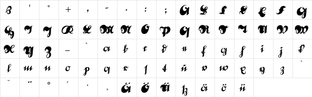 DeutscheSchriftCallwey Regular  glyph index