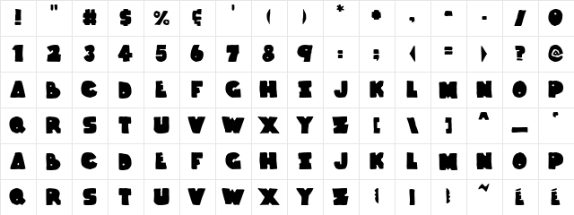 Thunder Thighs Regular  glyph index