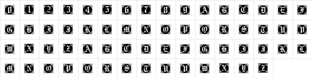 GothicCornerCaps Regular  glyph index