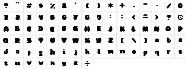 Kong Quest Regular  glyph index