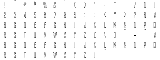 HollowGothic Caps Medium  glyph index