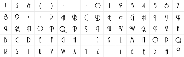 PiattiSSK Regular  glyph index