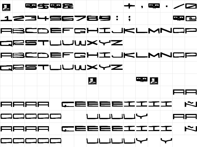 Hecatombe Regular  glyph index