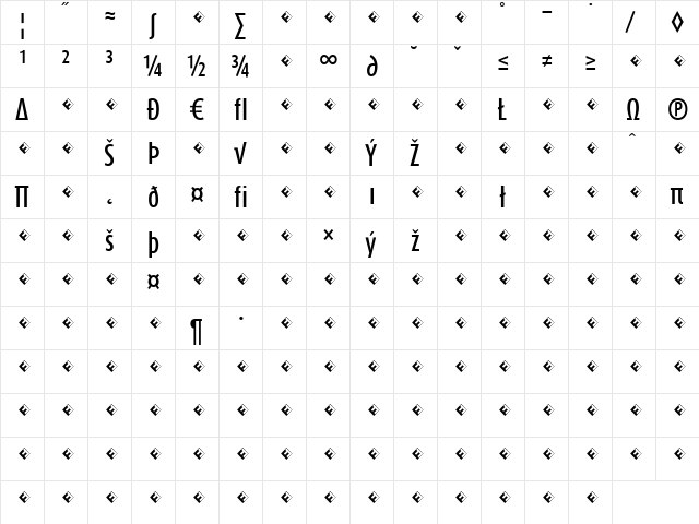 DaxCompact-MediumExpert Regular  glyph index