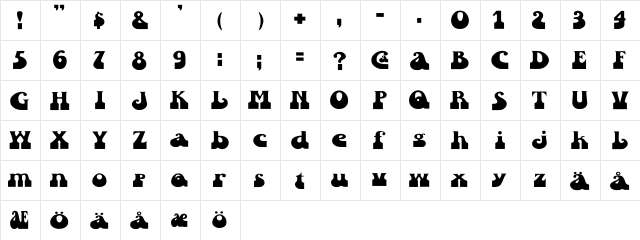 Inkwell Wd Regular  glyph index