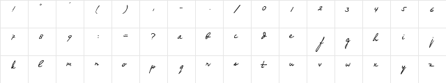 merdeka lowercase  glyph index