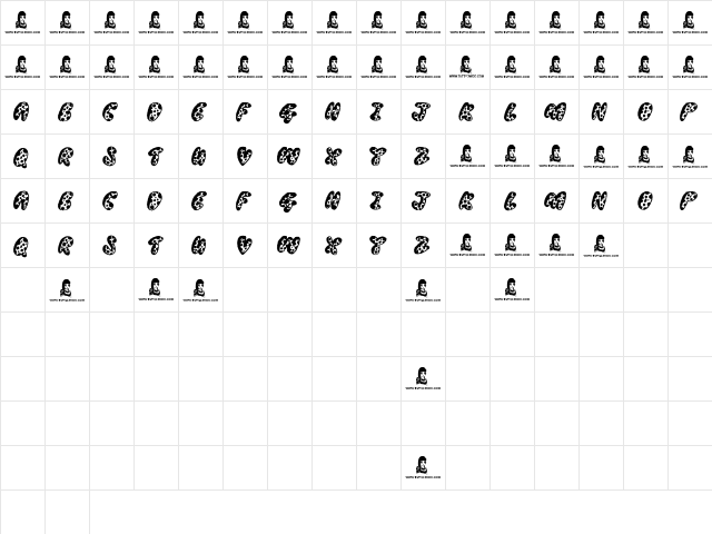 Thready Bear Regular  glyph index
