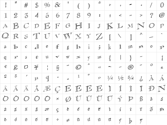 CasOpenOutaControlSSK Regular  glyph index