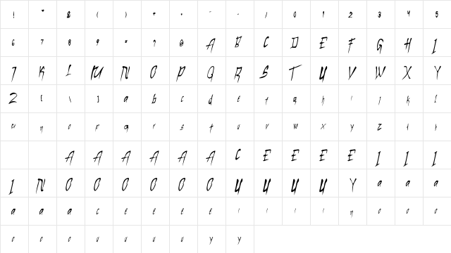 Bregudul Regular  glyph index