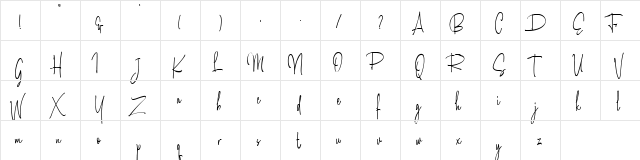 Amanda Santiago Demo Regular  glyph index