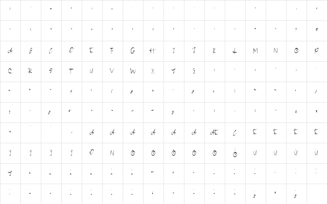 Alan Walker Regular  glyph index