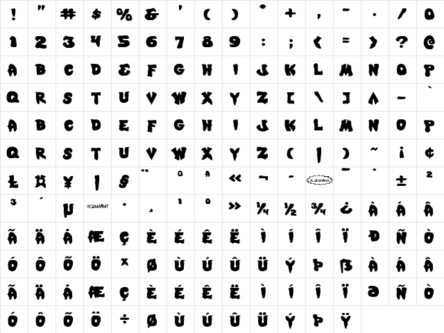 Mystic Singler Expanded Expanded  glyph index