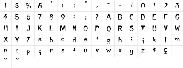 Japan Regular  glyph index