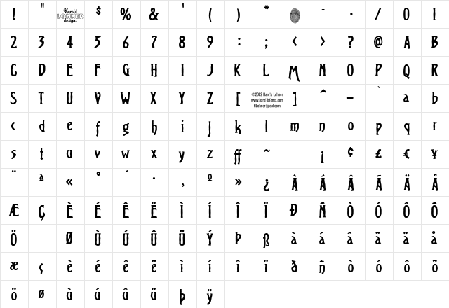 VirileSolid Regular  glyph index