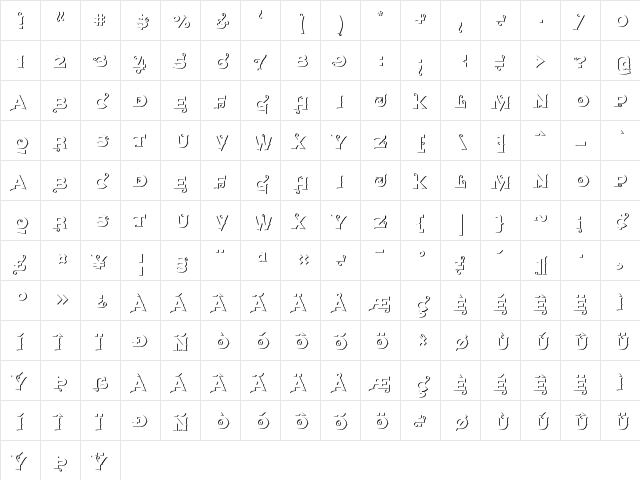 AgreloyOut1 Medium  glyph index