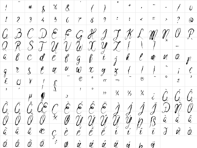 High Desert Regular  glyph index