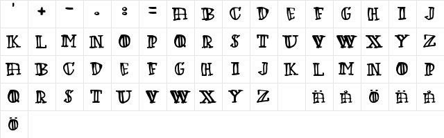 Green Babe Regular  glyph index